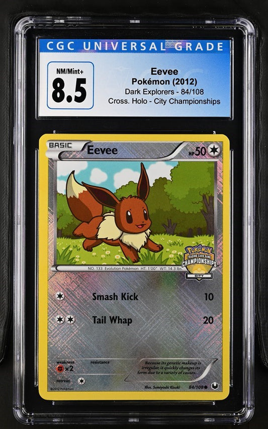 Eevee Cross Hatch Holo - Dark Explorers Pokemon League City Championships CGC NM/Mint+ 8.5